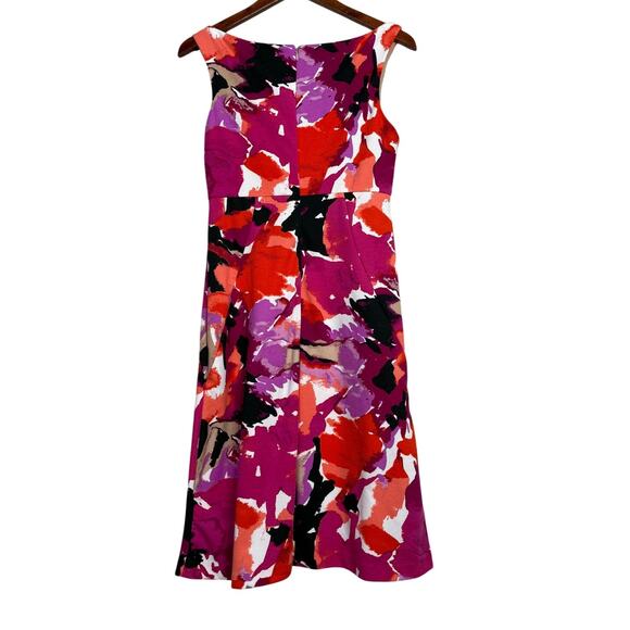 Trina Turk Robles Watercolor Art Sleeveless Halter Style Mini Dress 2 Pink Black - Picture 6 of 15